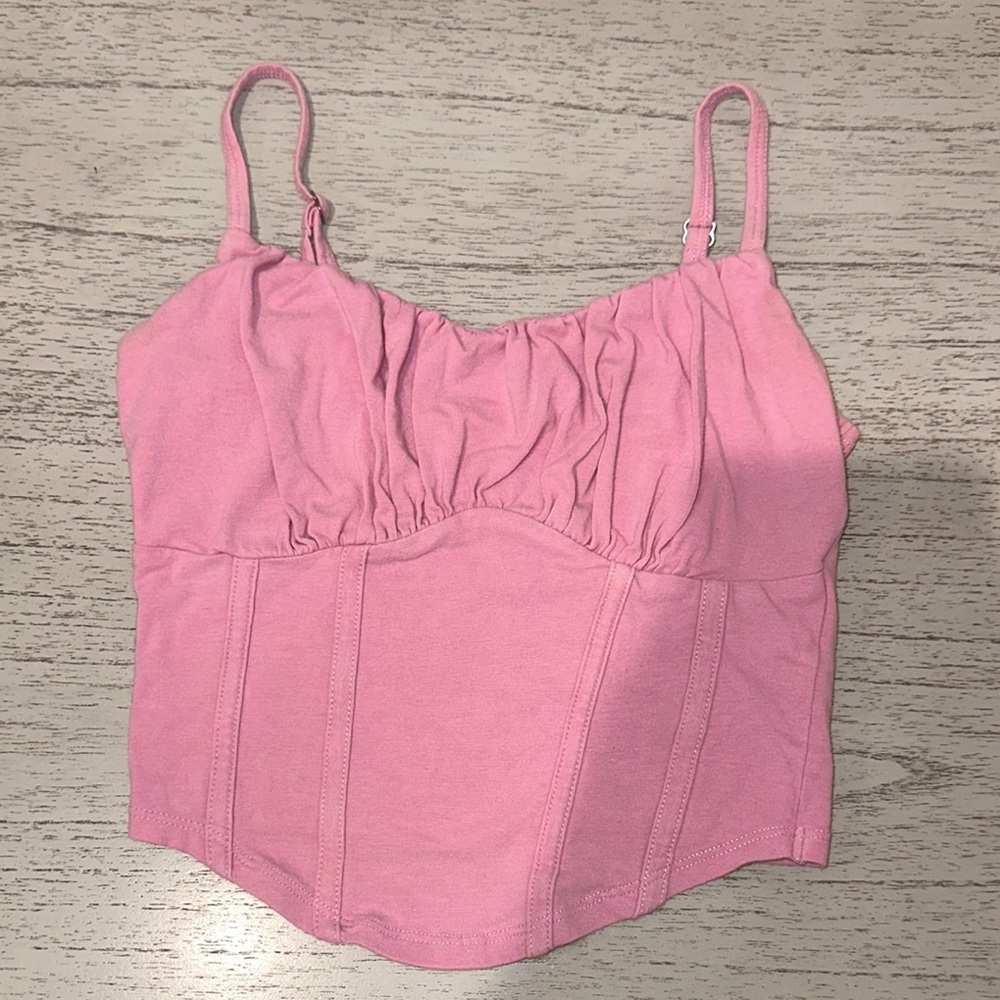 Hollister Pink Ruched/Corset Tank Top